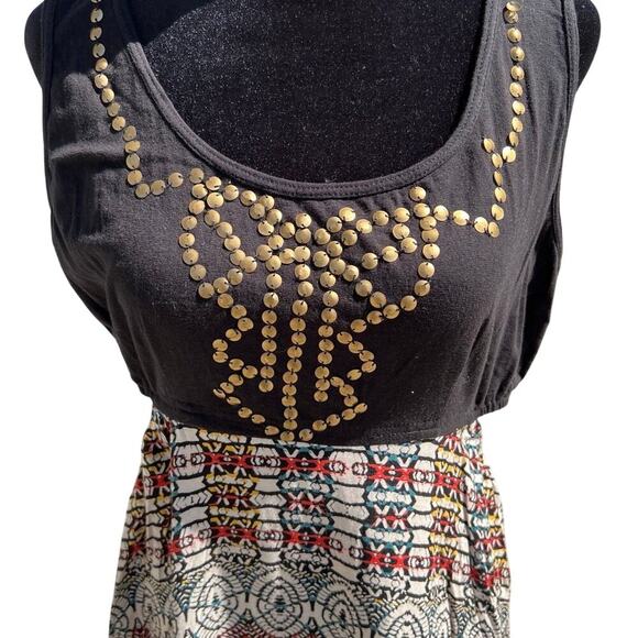 ANGIE, women's dress size M, black on top with, skirt multicolor. NWT - Picture 2 of 8